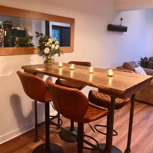 Bar Dining Table 3 Planks High Breakfast Table Dark Grey Legs
