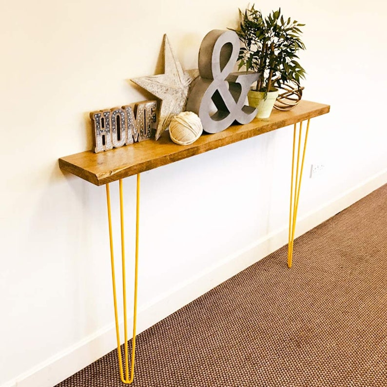Yellow Console Table With Hairpin Legs Hallway Furniture Etsy