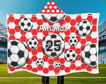 Custom Hooded Blanket-Football Personalized Wearable Fleece Blankets Gift Family Friend