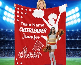 Manta de franela personalizada con foto para animadoras: Regalo personalizado para animadoras de equipos de animación