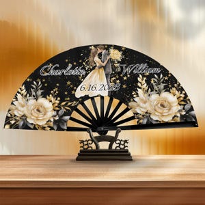 Personalized Clack Fan: Custom Text Flower Wedding, Rave, Cosplay