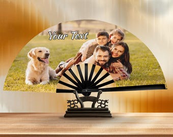 Personalized Clack Fan: Custom Photo Text Wedding, Rave, Cosplay Birthday Gift for Family Friend