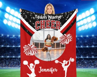 Manta de franela personalizada con foto para animadoras: Regalo personalizado para animadoras de equipos de animación