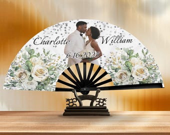Personalized Clack Fan: Custom Photo Text Flower Wedding, Rave, Cosplay