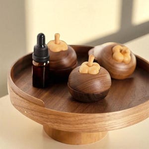 Mini Wooden Essential Oil Diffuser Wooden Diffuser Natural Wooden Fragrance Holder Home Accessory Air Freshener Aromatherapy