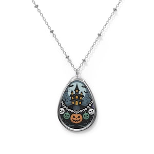 Spooky Haunted House Necklace: Halloween Zinc Alloy Pendant