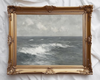 Calm Ocean Wall Art: Minimalistische Meerlandschaft - Neutrale Küstenlandschaft zum Ausdrucken