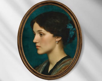ルネサンス時代の貴婦人の肖像画版画：16世紀の青い衣装をまとった