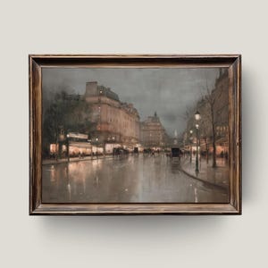 Paris Rainy Night Print: Vintage French Street Scene (Digital Download)