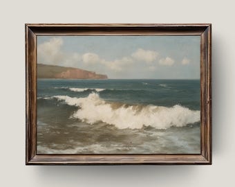 Ocean Horizon Print: Soft Blue and Sand Tones - Digital Download