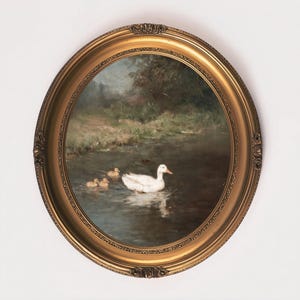 Vintage Duck Family Oil Painting | Cottagecore Farmhouse Art (Digital Download)