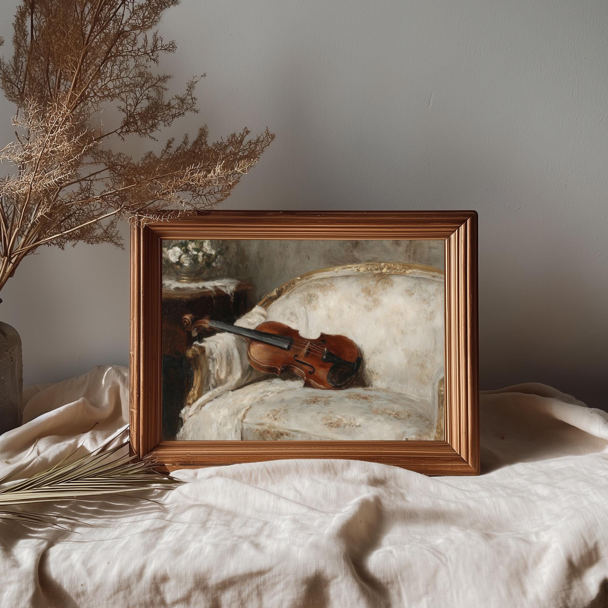 Vintage Violin Still Life Art Print: Elegant Music Room Decor (digital ...