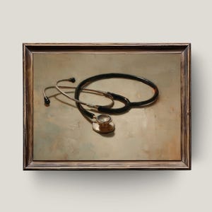 Stethoscope Oil Painting Print: Medical Office Wall Art (Digital Download)