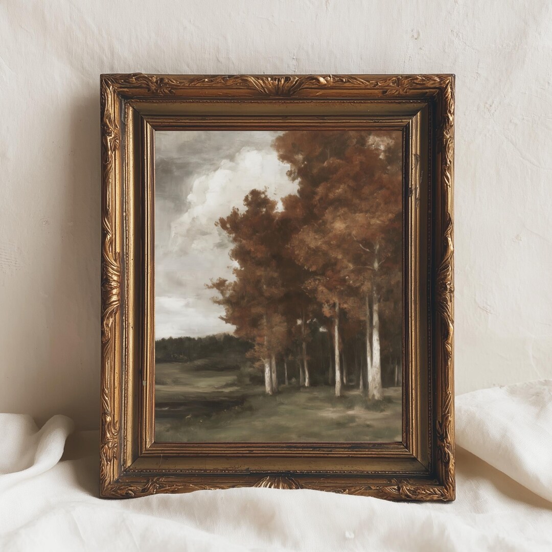 Autumn Forest Landscape Painting | Vintage Fall Wall Art (digital ...