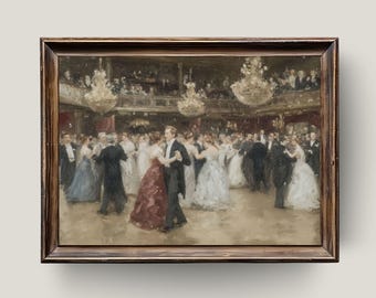 Victorian Ballroom Dance Oil Painting: Gilded Age Printable Art (Digital Download)