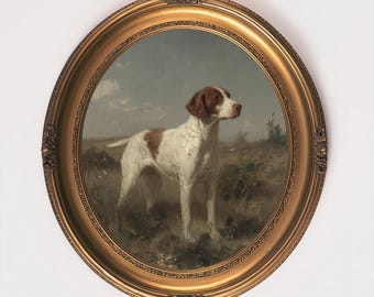 Vintage portret jachthond: rustieke boerderijdierenmuurkunst
