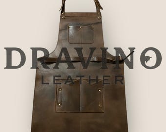Handcrafted Leather Work Apron – Durable, Adjustable & Multi-Pocket Design.