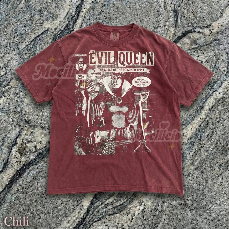 The Evil Queen Vintage 90s Graphic Style Comfort Colors® Tshirt, Curse of the Poisoned Apple D1sney Villain Retro Goth Streetwear Gift image 3