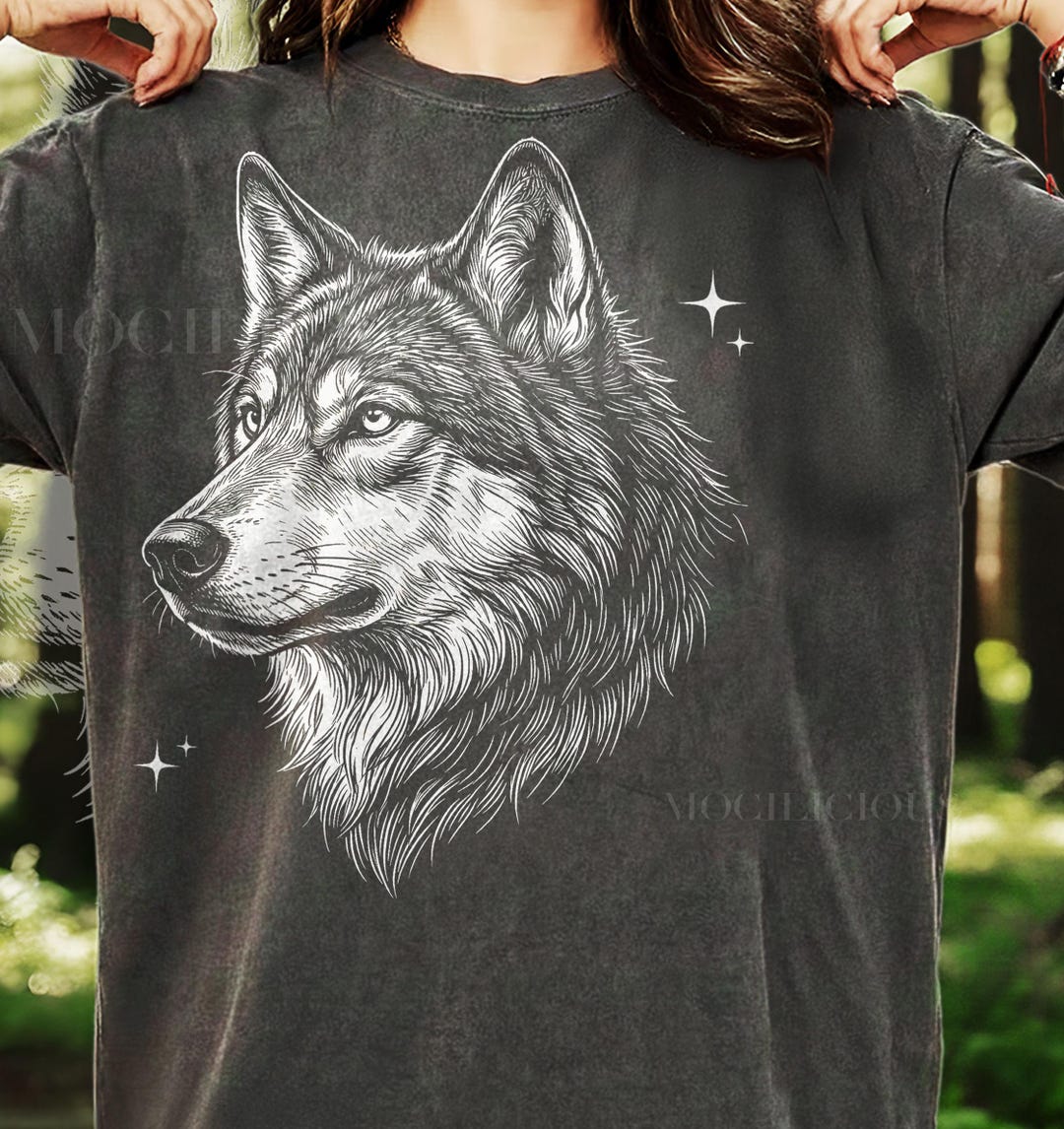 Vintage Wolf Portrait 90s Graphic Style Comfort Colors® Tshirt, Retro ...