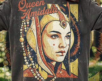 Vintage Queen Amidala 90s Graphic Style T-Shirt, Str Wrs Retro Faded Shirt, Y2k Galaxy Streetwear, 2000s Fan Gift