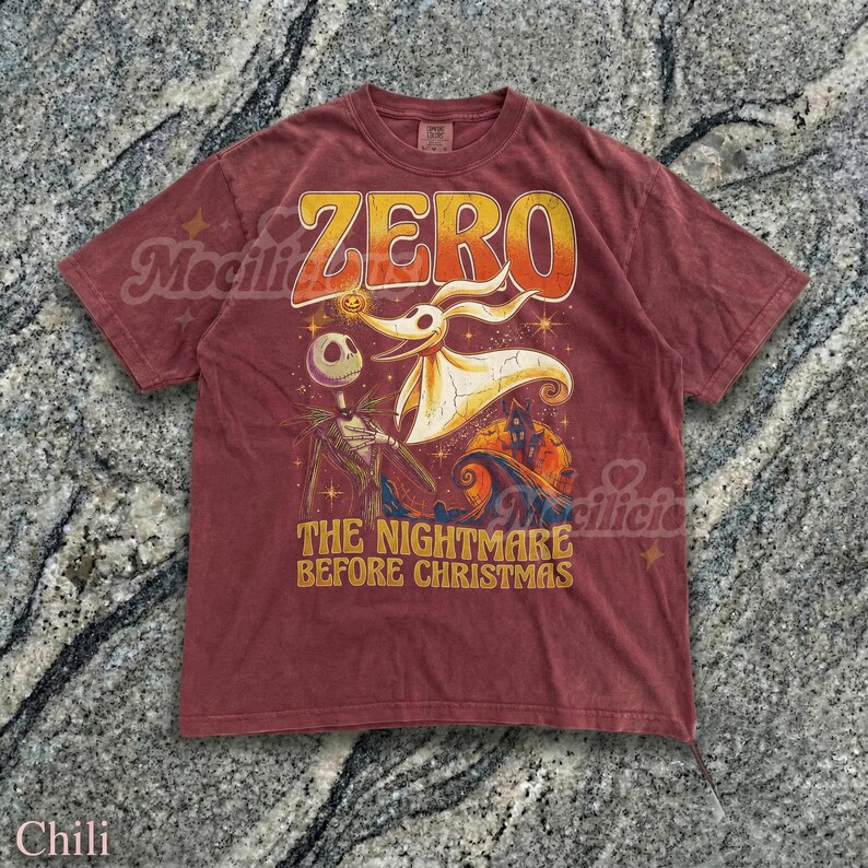 Vintage Zero Ghost Dog 90s Graphic Comfort Colors® Tshirt, The Nightmare Before Christmas Retro Jack Skellington, Spooky D1sney Gift image 3