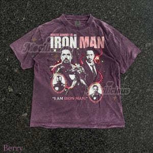 Robert Downey Jr as Iron Man Vintage 90s Graphic Tee, I Am Iron Man M4rvel Shirt, Tony Stark Retro Streetwear, Superhero Gift image 6