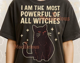 Most Powerful Witch Cat Bootleg Shirt, Vintage Halloween Retro Tee, 90s Throwback, Most Powerful Witch Cat Sweater