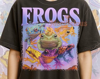 Frosch Bootleg Shirt, Vintage Amphibien Natur, Klassisches Wildtier Tier T-Shirt, 90er Retro Throwback, Frosch Pullover
