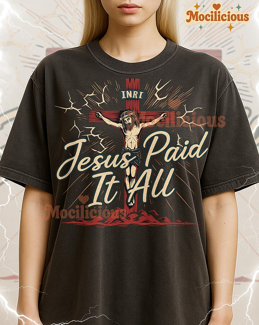 Jesus Paid It All Bootleg Shirt, Vintage Faith Cross Christian ...