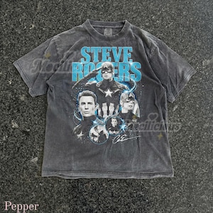 T-shirt style graphique vintage des années 90 Steve Rogers, chemise bootleg rétro super-héros M4rvel, streetwear an 2000, cadeau délavé délavé Chris Evans image 1