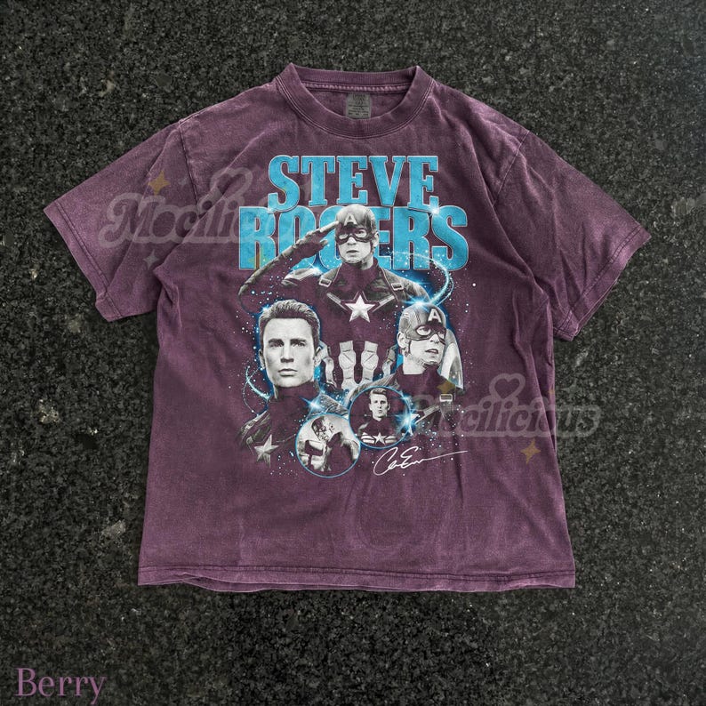 T-shirt style graphique vintage des années 90 Steve Rogers, chemise bootleg rétro super-héros M4rvel, streetwear an 2000, cadeau délavé délavé Chris Evans image 6
