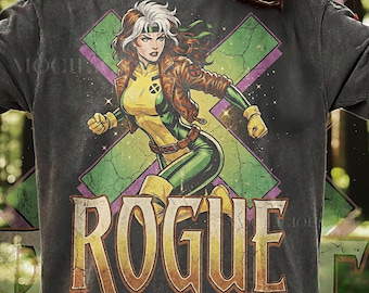 T-shirt vintage Rogue années 90 style graphique Comfort Colors®, T-shirt délavé rétro X-Men Lover, Streetwear bande dessinée Y2k, cadeau Rogue des années 2000