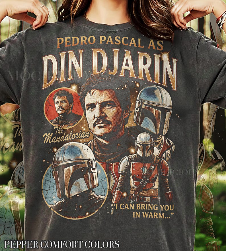 Pedro Pascal As Din Djarin Vintage 90s Graphic Tshirt, The Mandalorian Retro Bootleg Tee, I Can Bring You In Warm, Mando Fan Gift image 2