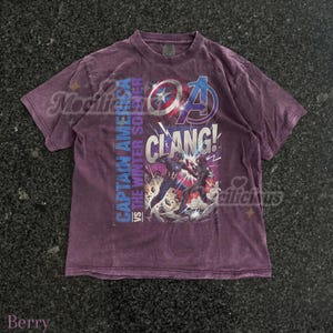 Vintage Captain America vs The Winter Soldier 90s Graphic, Retro M4rvel Comic Style Tee, Grunge Streetwear, Clang Action Hero Gift image 6