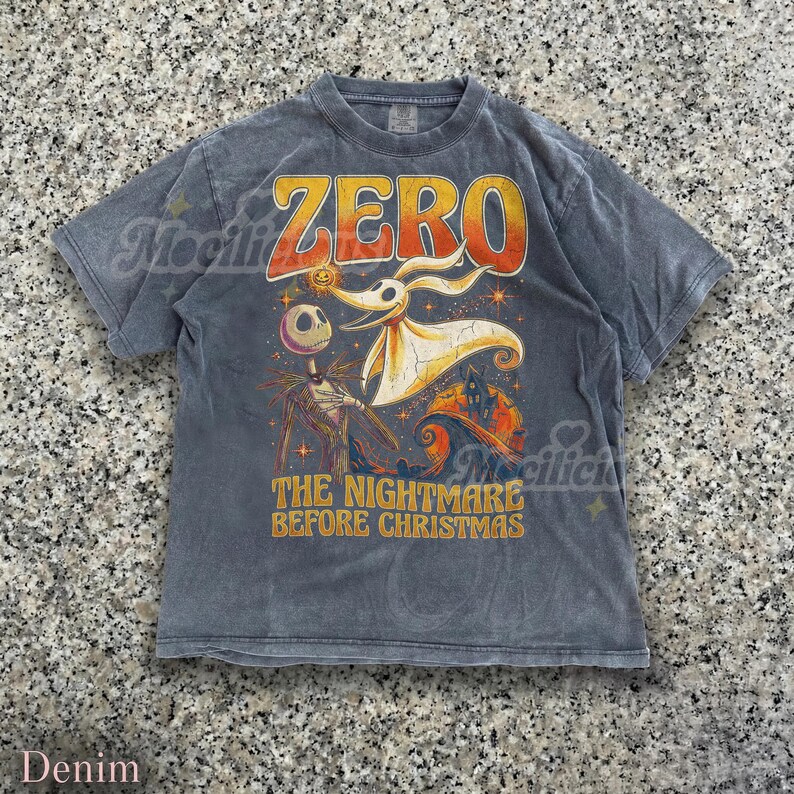 Vintage Zero Ghost Dog 90s Graphic Comfort Colors® Tshirt, The Nightmare Before Christmas Retro Jack Skellington, Spooky D1sney Gift image 2