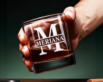CUSTOM Engraved Groomsman Whiskey Glass, 10.5 oz Old Fashioned Glass, Best Man Gift, Custom Groomsmen Gift Idea, Wedding Barware