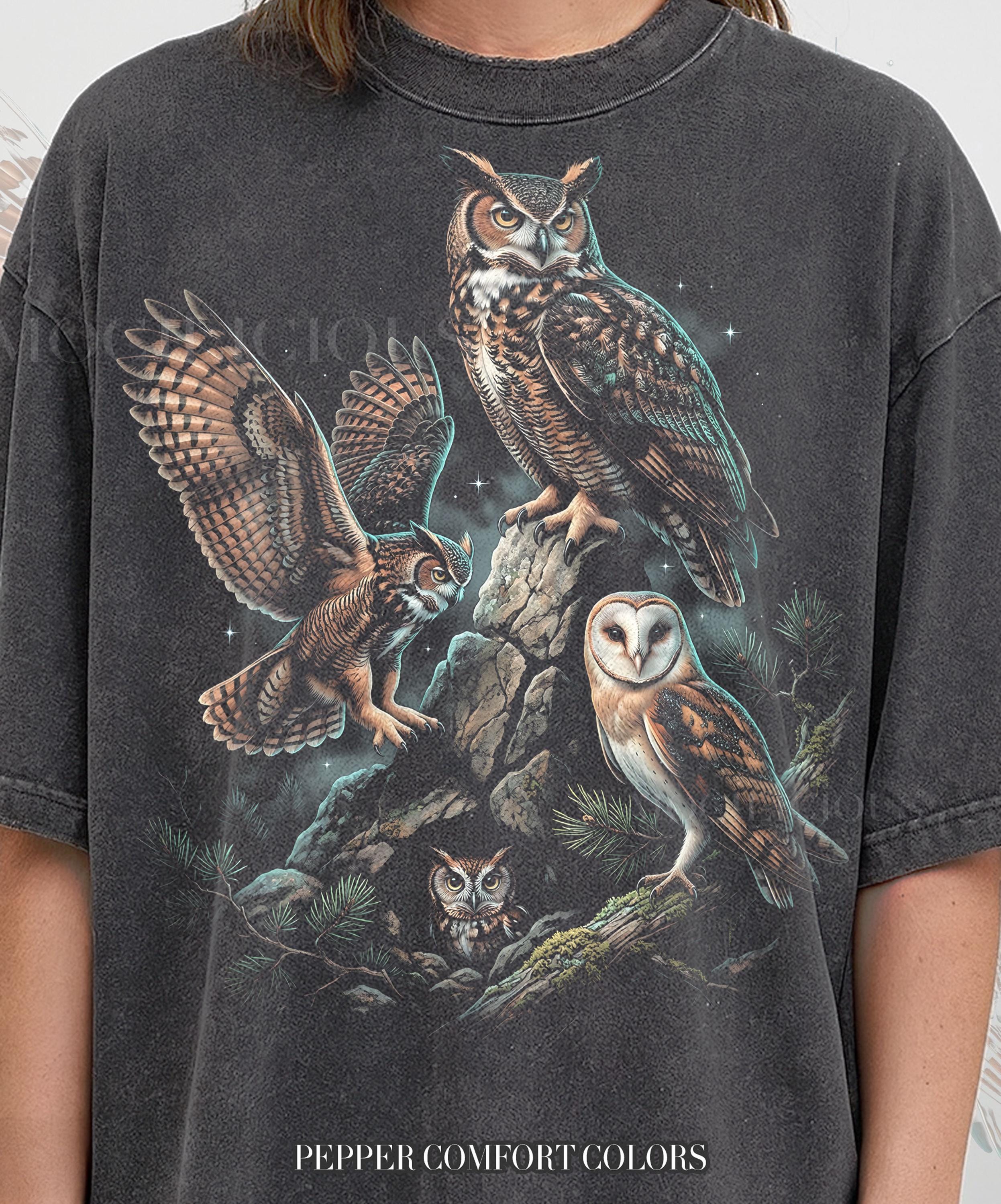 Great Horned Owl Bird Of Prey Comfort Colors&reg; Tshirt, Barn Screech Owl Wildlife Nature Forest Pr