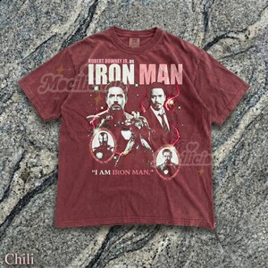 Robert Downey Jr as Iron Man Vintage 90s Graphic Tee, I Am Iron Man M4rvel Shirt, Tony Stark Retro Streetwear, Superhero Gift image 3