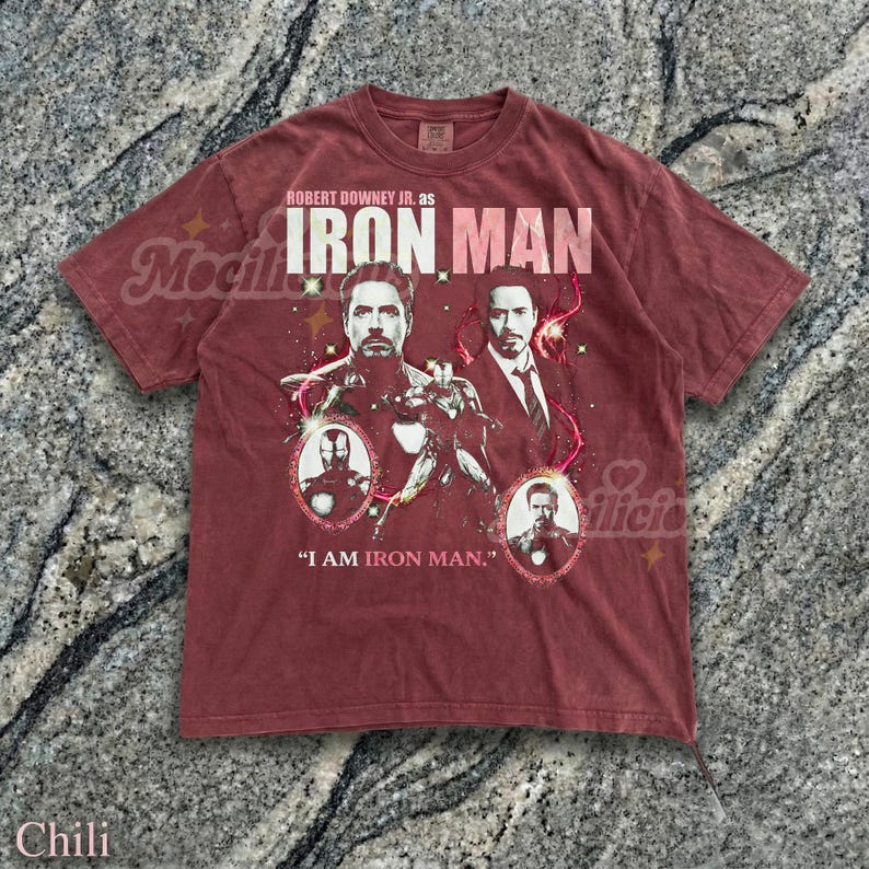 Robert Downey Jr as Iron Man Vintage 90s Graphic Tee, I Am Iron Man M4rvel Shirt, Tony Stark Retro Streetwear, Superhero Gift image 3