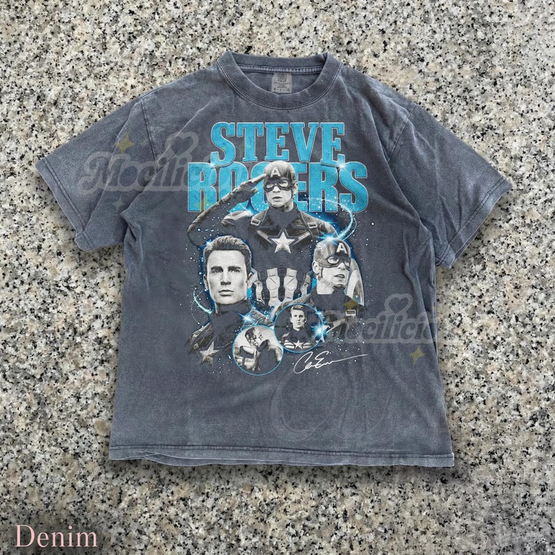 T-shirt style graphique vintage des années 90 Steve Rogers, chemise bootleg rétro super-héros M4rvel, streetwear an 2000, cadeau délavé délavé Chris Evans image 4