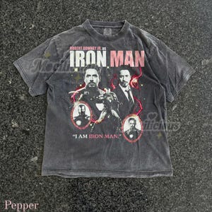 Robert Downey Jr as Iron Man Vintage 90s Graphic Tee, I Am Iron Man M4rvel Shirt, Tony Stark Retro Streetwear, Superhero Gift image 4