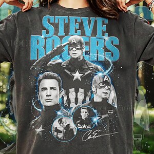 T-shirt style graphique vintage des années 90 Steve Rogers, chemise bootleg rétro super-héros M4rvel, streetwear an 2000, cadeau délavé délavé Chris Evans image 2