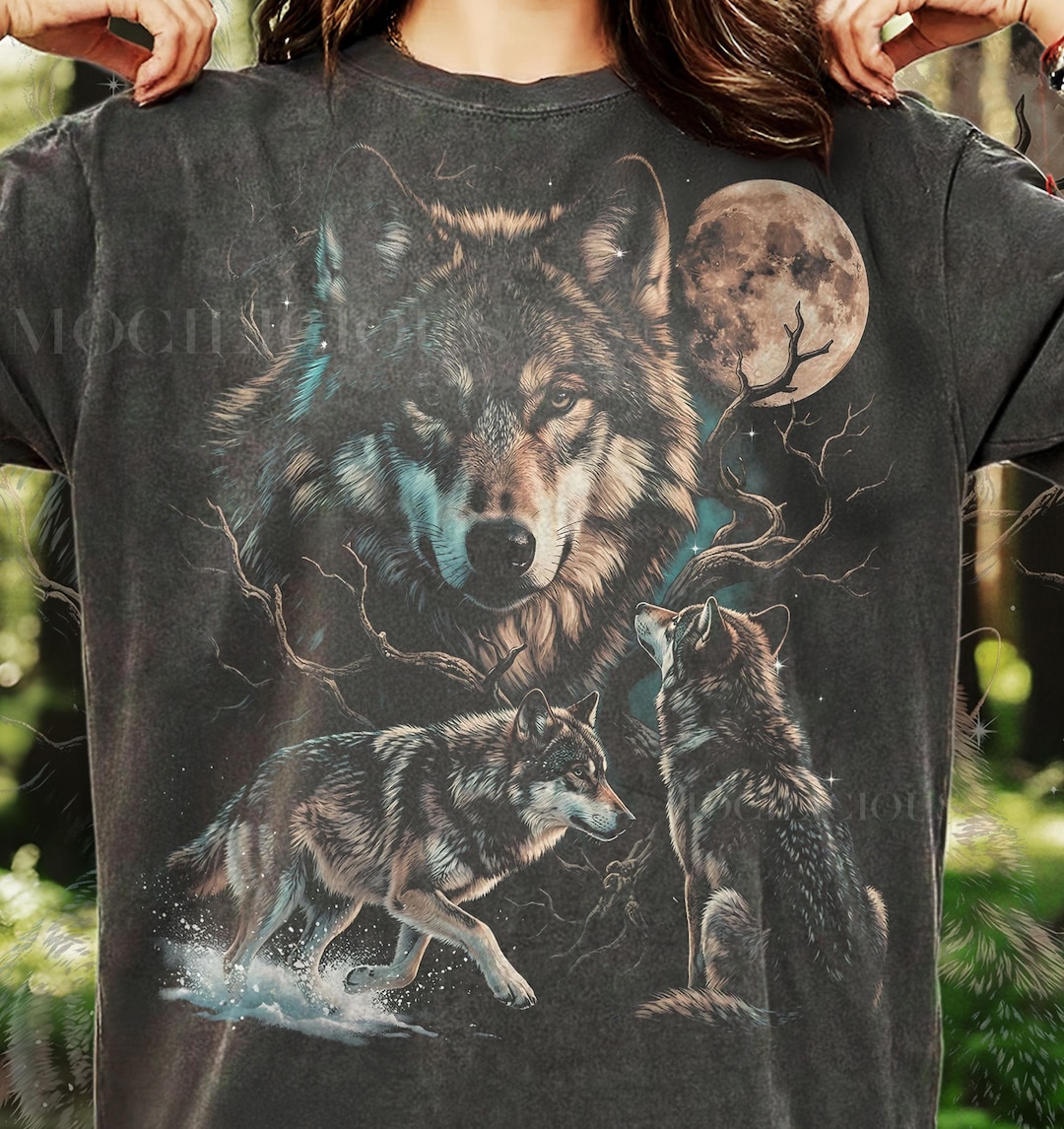 Alpha Lone Wolf Pack Howling Moon Comfort Colors® Tshirt, Wilderness ...