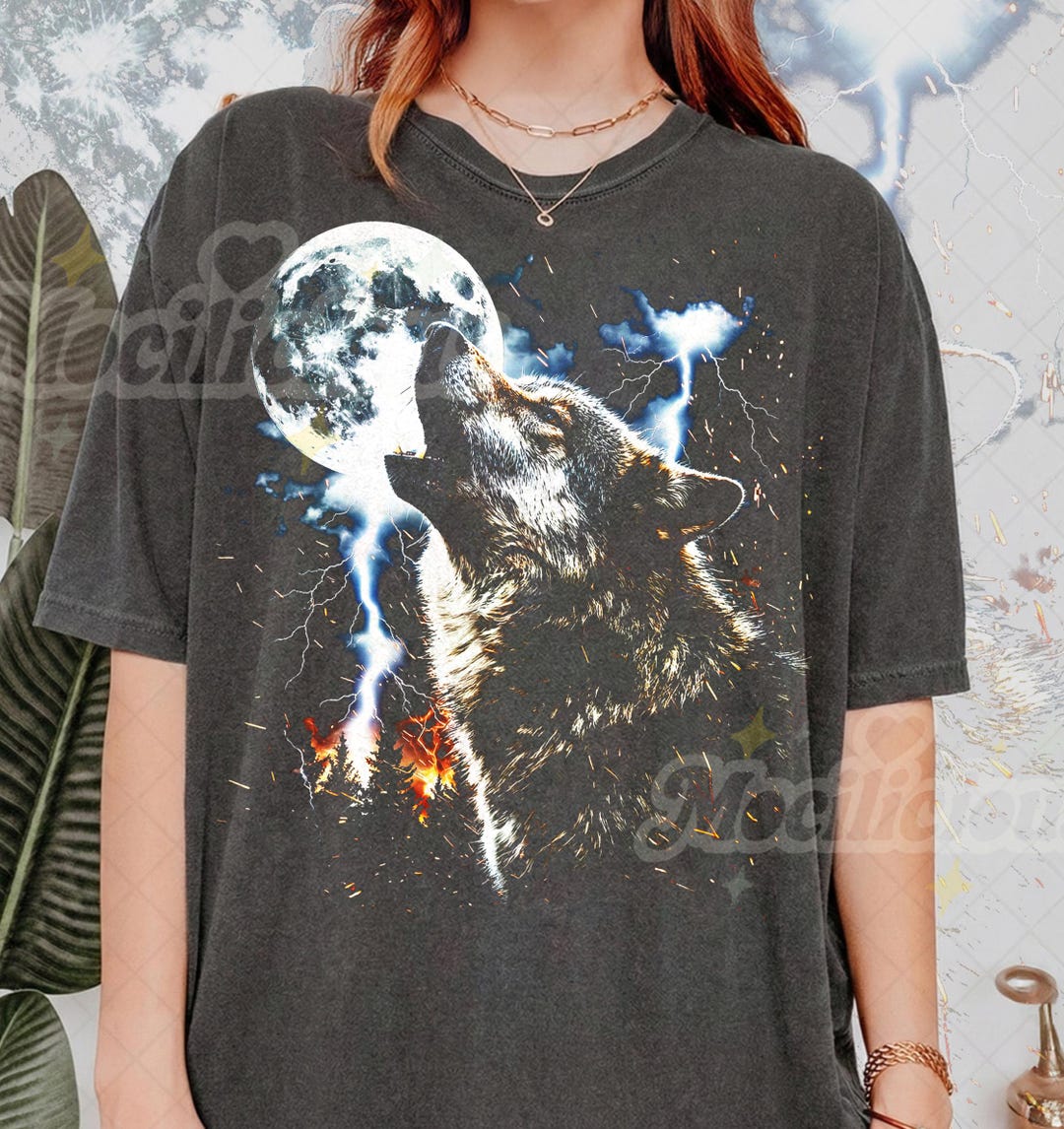 Vintage Wolf 90s Graphic Style Comfort Colors® Tshirt, Grunge Retro ...
