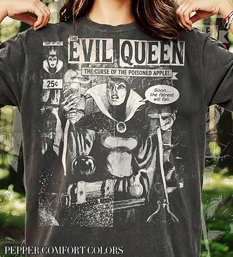 The Evil Queen Vintage 90s Graphic Style Comfort Colors® Tshirt, Curse of the Poisoned Apple D1sney Villain Retro Goth Streetwear Gift image 1