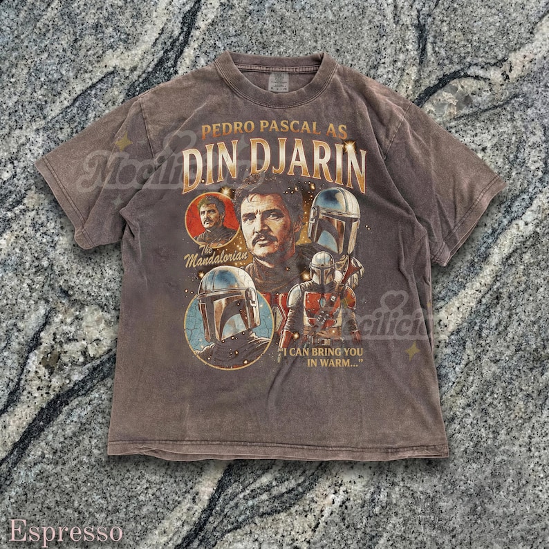 Pedro Pascal As Din Djarin Vintage 90s Graphic Tshirt, The Mandalorian Retro Bootleg Tee, I Can Bring You In Warm, Mando Fan Gift image 5