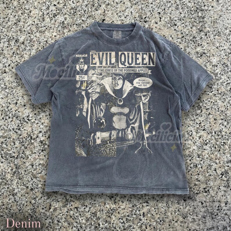 The Evil Queen Vintage 90s Graphic Style Comfort Colors® Tshirt, Curse of the Poisoned Apple D1sney Villain Retro Goth Streetwear Gift image 2