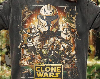 Star The Clone Wars 90s Graphic Style Comfort Colors® Tshirt, Retro Trooper Sci-Fi Faded T-Shirt, Space Y2k Streetwear, Galaxy Fan Gift