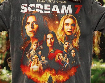 Chemise Scream 7, t-shirt fantôme bootleg rétro vintage des années 90, t-shirt graphique horreur, équipement de fan de films d'horreur classique, vêtements de légende d'horreur