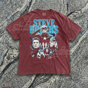 T-shirt style graphique vintage des années 90 Steve Rogers, chemise bootleg rétro super-héros M4rvel, streetwear an 2000, cadeau délavé délavé Chris Evans image 3